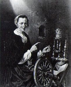 A Woman At Her Spinning Wheel