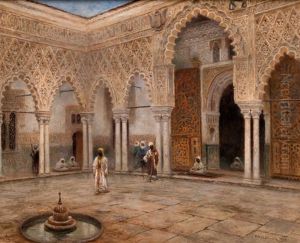 Cours D"un Palais Mauresque by Frans Wilhelm Odelmark