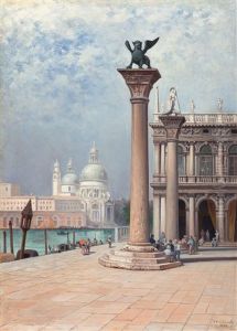 Der Markusplatz Mit Der Markussaule by Frans Wilhelm Odelmark
