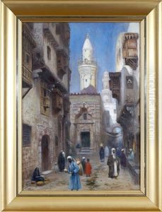 Gatuscen Fran Bazar Khan Al Khalili, Kairo by Frans Wilhelm Odelmark