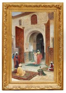 Orientalisk Palatsinterior Med Haremskvinna by Frans Wilhelm Odelmark