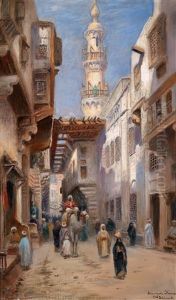 Strasenszene Aus Kairo by Frans Wilhelm Odelmark