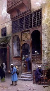 Devant Le Cafe Au Caire by Frans Wilhelm Odelmark