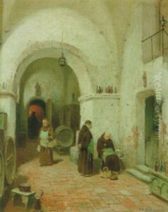 Klosterinterior by Frans Wilhelm Odelmark