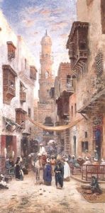 Rue Animee Au Caire by Frans Wilhelm Odelmark