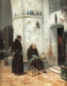 Klosterk,llare Med Munkar by Frans Wilhelm Odelmark