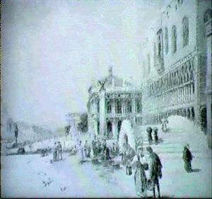 Folkliv Vid Dogepalatset- Motiv Fran Venedig by Frans Wilhelm Odelmark