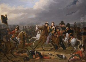 Der Prinz Von Oranien In Der Schlacht Bei Waterloo (+ Etching Of Same; 2 Works) by Joseph Dionysius Odevaere