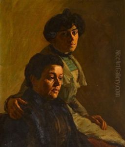 Portrait Of Mrs Fenning And Her Daughter by Francis O'Donohoe