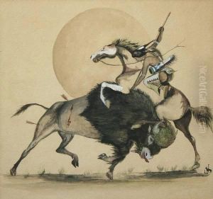 Warrior Killing Buffalo by James Black