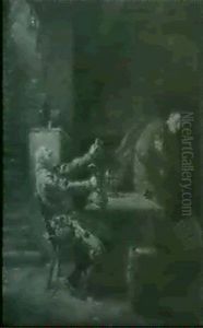 Faust Mit Mephisto Im Ratskeller by Aristides Oeconomo