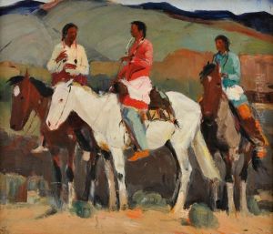 Taos Indians On Horseback by Laverne Nelson Black