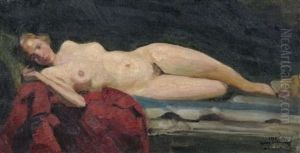 Liegender Weiblicher Akt by Georg Egmont Oehme