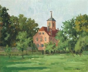 Landschaft Mit Kirche by Georg Egmont Oehme