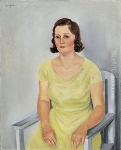 Bildnis Ruth Im Lindgrunen Kleid (ehefrau Des Kunstlers) by Hanns Oehme