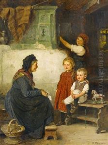 Grosmutter Mit Ihren Enkeln by Hugo Oehmichen