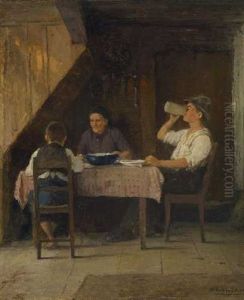 Bauernfamilie Am Mittagstisch Bauernfamilie Am Mittagstisch