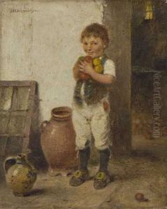 Junge Mit Apfeln by Hugo Oehmichen