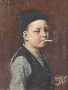 Portrat Eines Rauchenden Knabens by Hugo Oehmichen
