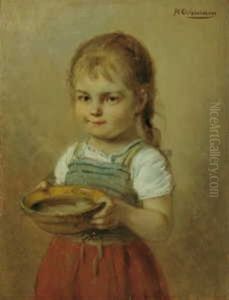 Kleines Madchen Mit Milchschussel