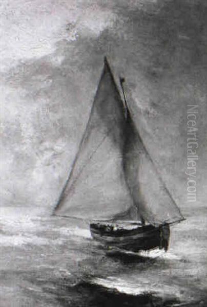 Segelboot Vor Dem Wind Bei Bedecktem Himmel - view 1