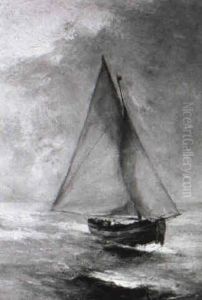 Segelboot Vor Dem Wind Bei Bedecktem Himmel Segelboot Vor Dem Wind Bei Bedecktem Himmel