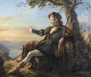 Ein Wanderer Bei Abendbeleuchtung by Clara Wilhelmine Oenicke