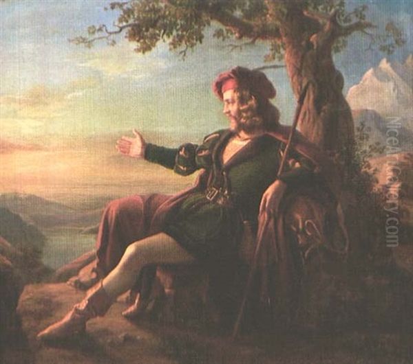 Ein Wanderer Bei Abendbeleuchtung - view 1