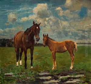 Mare And Foal by Frans David Oerder