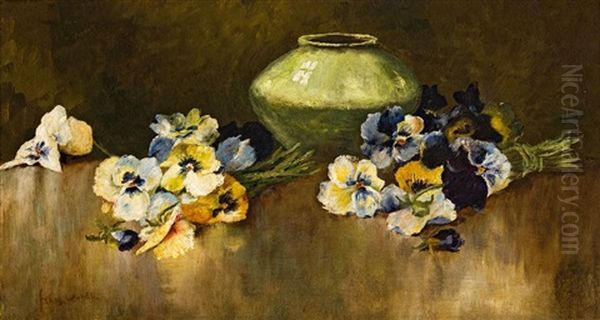 Still Life With Pansies And A Green Vase - view 1