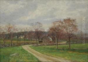Country Landscape With Farmhouse by Olive Parker Black
