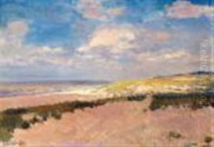 Beachscape With Distant Building by Frans David Oerder