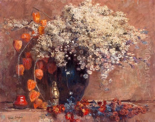 Stilleven Met Veldbloemen En Physalis (kaapse Kruisbes) - view 1