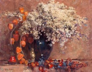 Stilleven Met Veldbloemen En Physalis (kaapse Kruisbes) by Frans David Oerder