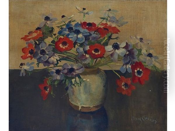 Anemones In An Earthenware Vase - view 1