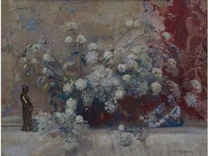 Still Life With Cow Parsley And Oriental Figures by Frans David Oerder
