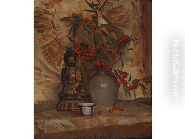 Still Life With Buddha And A Bowl Of Fruiting Hawthorn - view 1