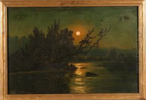 River By Moonlight by Olive Parker Black