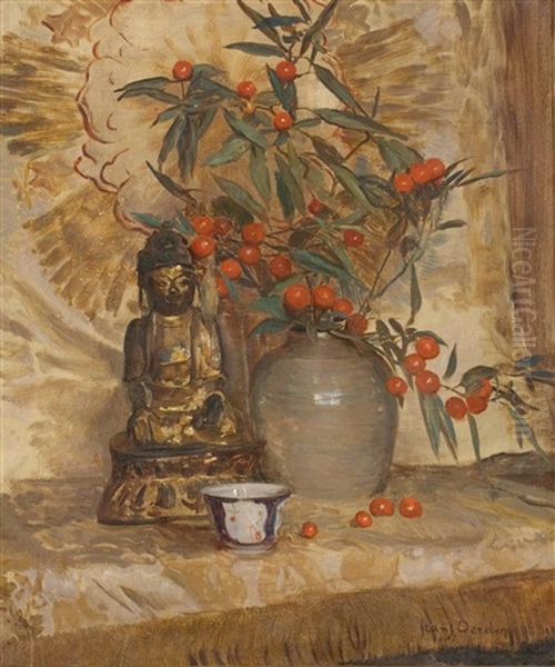 Still Life With A Buddha And A Bowl Of Fruiting Hawthorn - view 1