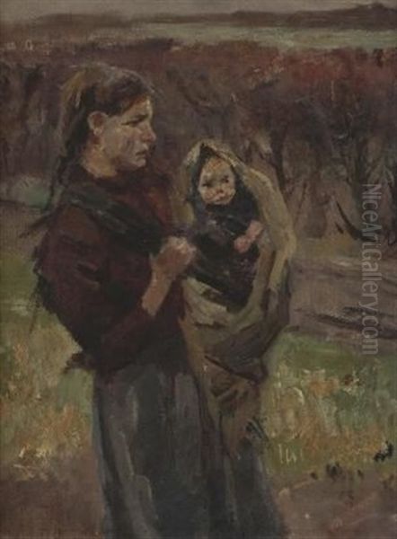 Rural Landscape With A Woman Carrying An Infant - view 1