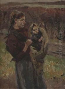 Rural Landscape With A Woman Carrying An Infant Rural Landscape With A Woman Carrying An Infant