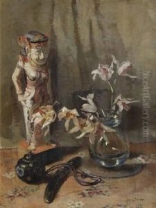 Still Life With Orchids And Oriental Objects