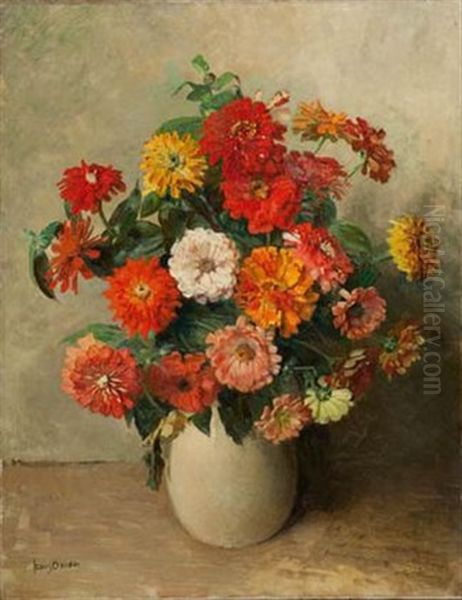 Still Life With Zinnias In A Vase - view 1