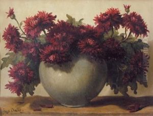 Chrysanthemums In An Earthenware Pot
