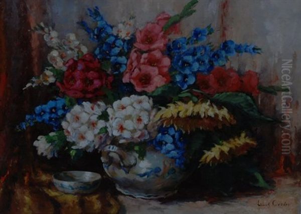 Spring Flowers In A Ceramic Vase - view 1