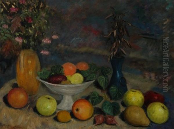 Still Life With Flowers And Fruit by Frans David Oerder