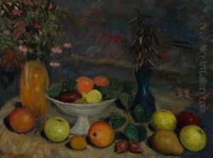 Still Life With Flowers And Fruit by Frans David Oerder