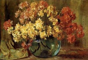Flowers In A Glass Vase by Frans David Oerder