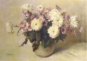 Chrysanthemums In An Earthenware Pot