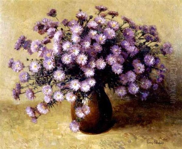 Purple Asters In A Vase - view 1